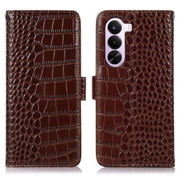 OnePlus Nord CE6 Lite/Realme P4x Crocodile Series Wallet Leather Case with RFID - Brown