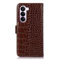 OnePlus Nord CE6 Lite/Realme P4x Crocodile Series Wallet Leather Case with RFID - Brown