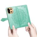 OnePlus Turbo 6X Pro Mandala Wallet Case with Wrist Strap - Mint Green