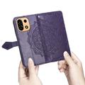 OnePlus Turbo 6X Pro Mandala Wallet Case with Wrist Strap - Purple