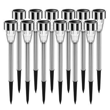 Outdoor Decorative Waterproof Anti-Deform Stainless Steel Brightest Solar Lights - 12 Pcs.