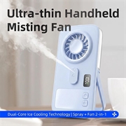 P1 Ultra-Thin Handheld Misting Fan with Digital Display - Light Blue