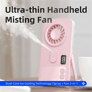 P1 Ultra-Thin Handheld Misting Fan with Digital Display - Pink