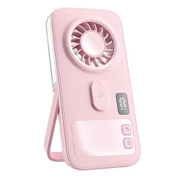P1 Ultra-Thin Handheld Misting Fan with Digital Display - Pink