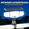 P123 3-Head Solar LED Motion Sensor Floodlight with Remote Control