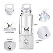 P2028R 500ml Portable Blender / Rechargeable Juicer Cup - White