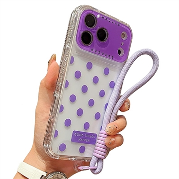 iPhone 17 Pro Max PC / TPU Cover with Lens Film / Strap - Polka Dot - Purple