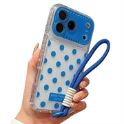 iPhone 17 Pro/18 Pro PC / TPU Cover with Lens Film & Strap - Polka Dot - Blue