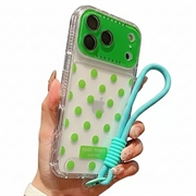 iPhone 17 Pro/18 Pro PC / TPU Cover with Lens Film & Strap - Polka Dot - Green
