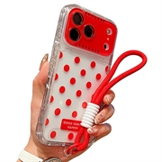 iPhone 17 Pro/18 Pro PC / TPU Cover with Lens Film & Strap - Polka Dot - Red