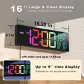 PH-01 16" LED Digital Alarm Clock - RGB Display, Dual Alarm, Remote Control - Black