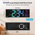 PH-01 16" LED Digital Alarm Clock - RGB Display, Dual Alarm, Remote Control - Black