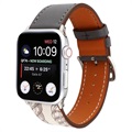 Apple Watch Series 7/SE/6/5/4/3/2/1 Pattern Leather Strap - 41mm/40mm/38mm - Black