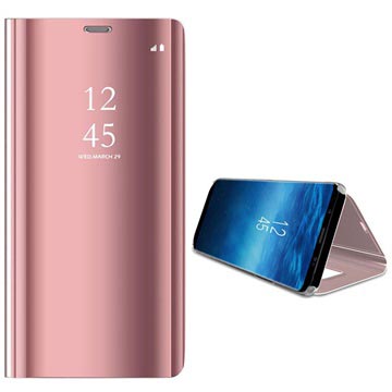 Samsung Galaxy S9 Luxury Mirror View Flip Case - Rose Gold