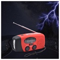 Portable Hand Crank Solar Radio with LED Flashlight - Red