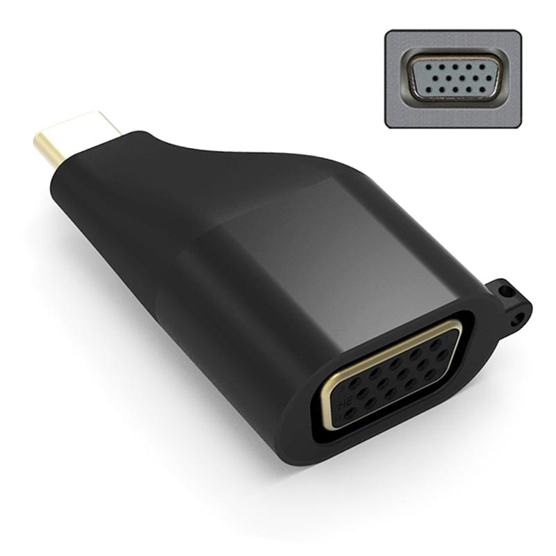 Portable USB TypeC / VGA Adapter with Strap Black