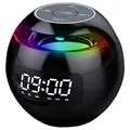Portable Bluetooth Speaker with LED Alarm Clock - Black