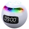 Portable Bluetooth Speaker with LED Alarm Clock - White