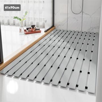 Premium Non-Slip Drainage Bath & Shower Mat - 61x90cm - Grey