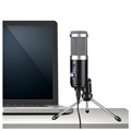 Professional USB Condenser Microphone with Tripod Stand AK-5 - Black