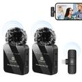 Puluz PU647B Dual Wireless Lavalier Microphone with Lightning Receiver - 2 Pcs. - Black