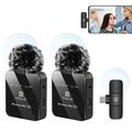 Puluz PU648B Dual Wireless Lavalier Microphone with Type-C Receiver - 2 Pcs. - Black