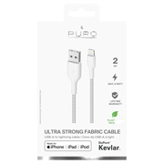 Puro Fabric Ultra-Strong USB-A / Lightning Cable - 2m, 2.4A, 12W - White