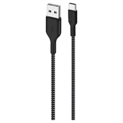 Puro Fabric Ultra-Strong USB-A / USB-C Cable - 1.2m, 30W - Black