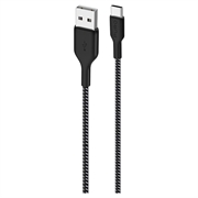 Puro Fabric Ultra-Strong USB-A / USB-C Cable - 2m, 30W - Black