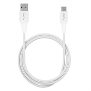 Puro Plain USB-A/USB-C cable - 1m, 15W - White