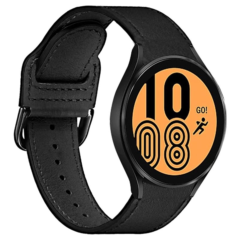 Puro Samsung Galaxy Watch4 Watch4 Classic Watch5 Watch6 Leather Strap Black