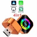 Q1A 4-in-1 Wireless CarPlay/Android Auto Adapter with AirPlay and Mirror Link - Orange / Colorful