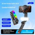 Q34 AI Anti-Shake Selfie Stick Gimbal Stabilizer with RGB Beauty Light - Black
