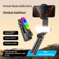 Q34 AI Anti-Shake Selfie Stick Gimbal Stabilizer with RGB Beauty Light - Black