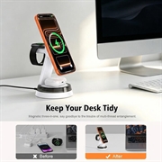 Q36 3-in-1 Magnetic Wireless Charging Stand - White