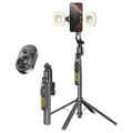Q625 Bluetooth AI Tracking Quadripod / Selfie Stick - 1.83m - Black