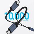 QGEEM CC0082 Braided USB-C to Dual USB-C Fast Charging Cable - 140W, 1.2m - Black