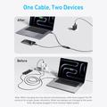 QGEEM CC0082 Braided USB-C to Dual USB-C Fast Charging Cable - 140W, 1.2m - Black