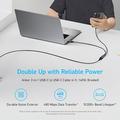 QGEEM CC0082 Braided USB-C to Dual USB-C Fast Charging Cable - 140W, 1.2m - Black