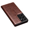 Qialino Classic Samsung Galaxy S21 Ultra 5G Wallet Leather Case - Brown