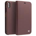 Qialino Classic iPhone XS Max Wallet Leather Case - Brown