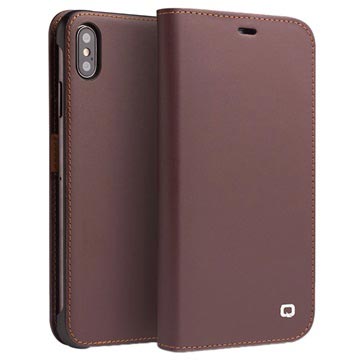Qialino Classic iPhone XS Max Wallet Leather Case - Brown