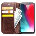Qialino Classic iPhone XR Wallet Leather Case - Brown