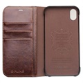 Qialino Classic iPhone XR Wallet Leather Case - Brown