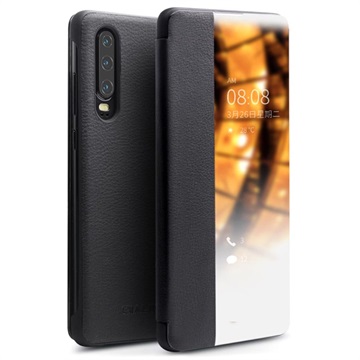 Qialino Smart View Huawei P30 Flip Leather Case - Black