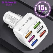 Quick Charge 6-Port USB Car Charger - White