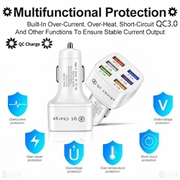 Quick Charge 6-Port USB Car Charger - White