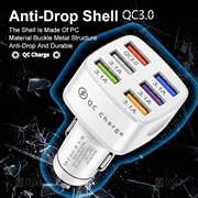 Quick Charge 6-Port USB Car Charger - White