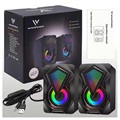 RGB Stereo Gaming Speakers X2 - 2x3W - Black