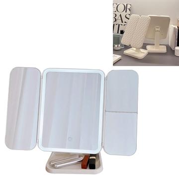 Rechargeable Tri-Fold LED Makeup Mirror with Magnification